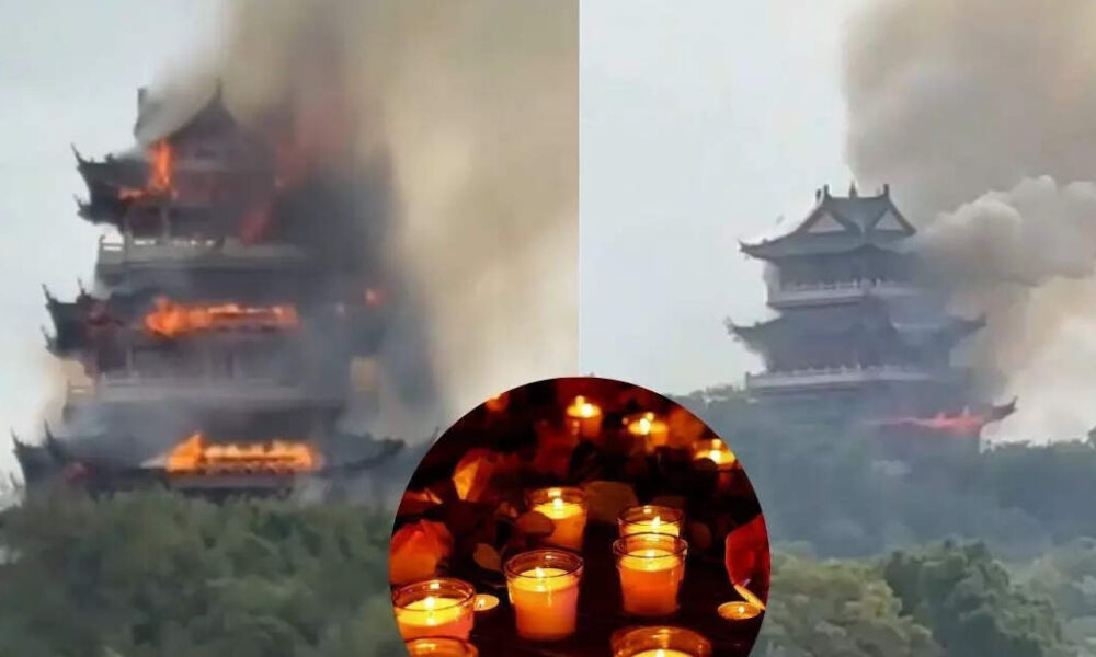 1,000-year-old Chinese Wenchang Pavilion temple gutted in fire after careless use of candle and agarbatti by a tourist