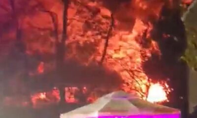 Footage shows huge shed fire on Nickstream Lane, Darlington