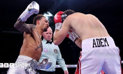Ben Whittaker throws a punch at Benjamin Gavazi