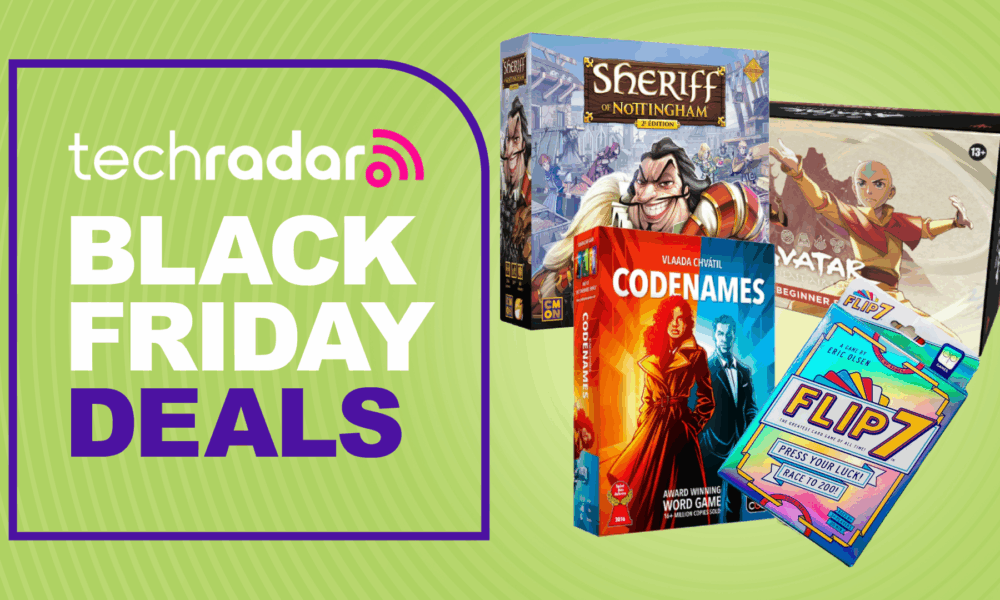 Board games next to a Black Friday banner