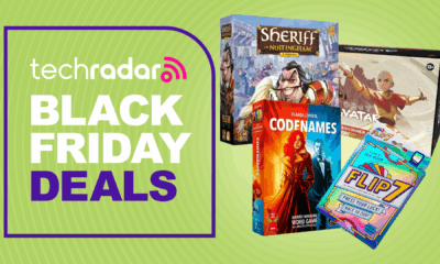 Board games next to a Black Friday banner