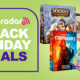 Board games next to a Black Friday banner