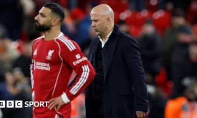 A graphic of Premier League players from every team in the division in 2025-26 season, with the Premier League trophy in front of them.