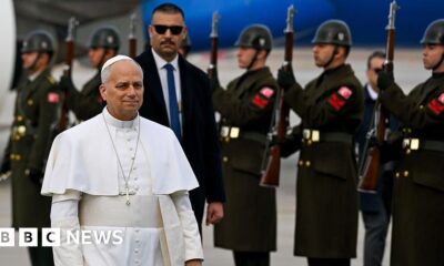 Pope Leo arrives in Turkey on first foreign trip, six months into papacy
