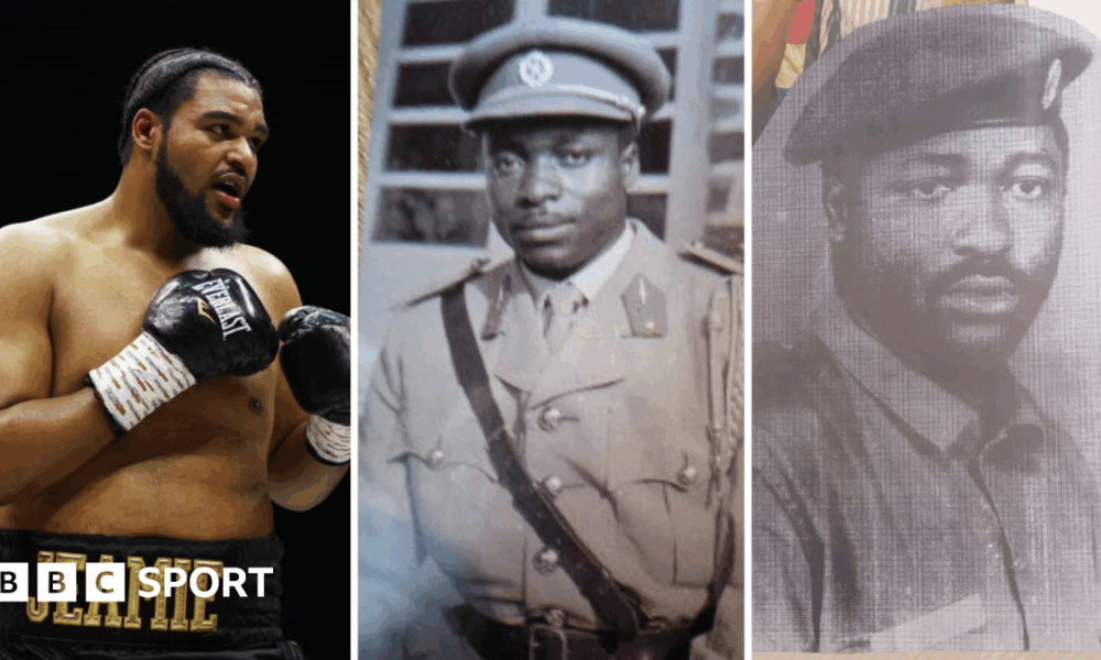 A picture of Jeamie TKV, his grandad (Andre-Bruno) and father (Makasi)