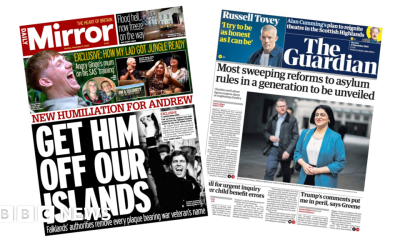 'Sweeping reforms to asylum rules' and 'New humiliation for Andrew'