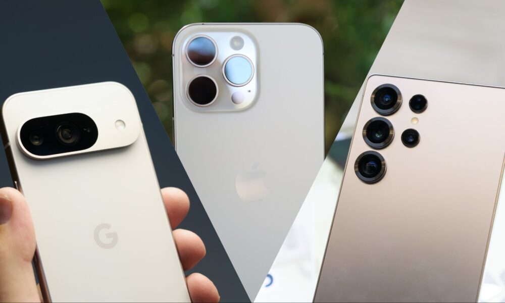 The Google Pixel 9 Pro, iPhone 16 Pro Max and Samsung Galaxy S25 Ultra