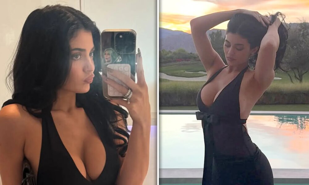 Kylie Jenner Poses in Busty Black Dress