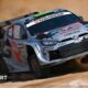 Elfyn Evans drives his Toyota Yaris through sand at Rally Saudi Arabia