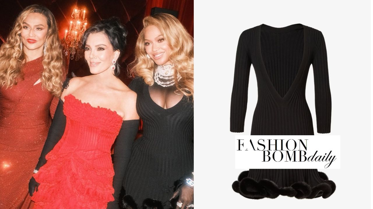 Beyonce Stuns in a Black Fendi Look alongside Tina Knowles in a Crimson Valdrin Sahiti Gown for Kris Jenner's 70th Birthday
