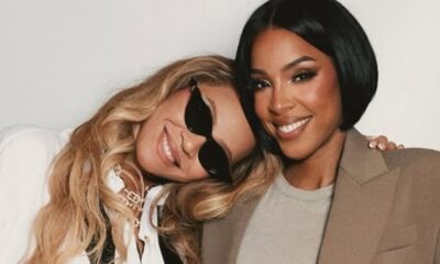 Beyonce Supports Kelly Rowland at the "Boy is Mine" Tour in a Black and White Elisabetta Franchi Jumpsuit