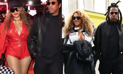 Beyonce and Jay-Z Attend Formula 1 Las Vegas Grand Prix in Ferrari Red Leather and Racing-Inspired Louis Vuitton