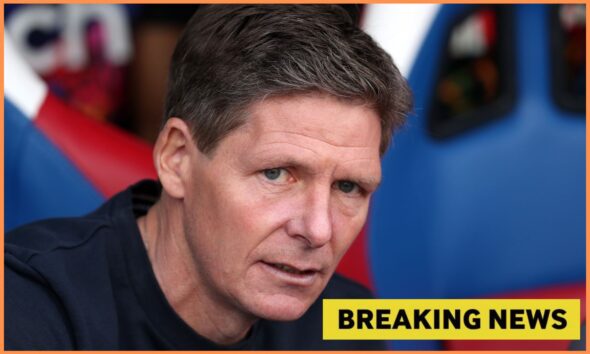 Oliver Glasner looks on during a Crystal Palace game last season