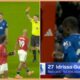 Idrissa Gueye receives a red card for Everton against Manchester United