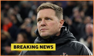 Newcastle manager Eddie Howe looks on