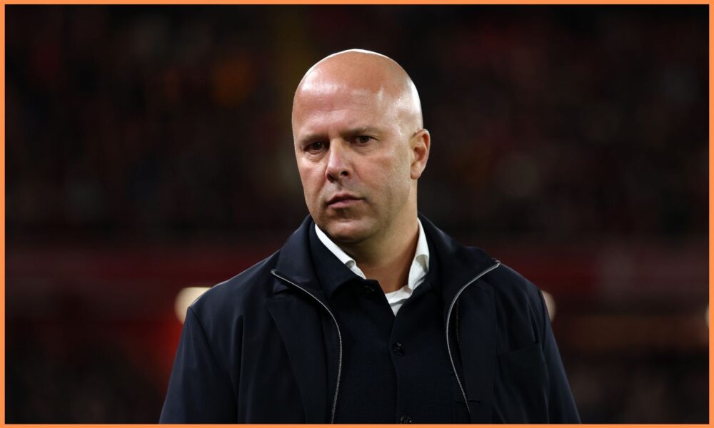 Liverpool manager Arne Slot looks on