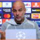 Pep Guardiola speaking during a Manchester City press conference