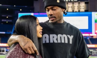 Cardi B and Stefon Diggs Spotted at Gillette Stadium—The Rapper Wears $17K Burgundy Bottega Veneta Leather Look