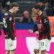MILAN, ITALY - NOVEMBER 23: Christian Pulisic of AC Milan celebrates with his team-mate Alexis Saelemaekers after scoring their team