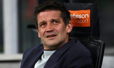 MILAN, ITALY - NOVEMBER 09: Cristian Chivu, Head Coach of Internazionale, looks on prior to the Serie A match between FC Internazionale and SS Lazio at Giuseppe Meazza Stadium on November 09, 2025 in Milan, Italy. (Photo by Marco Luzzani/Getty Images)