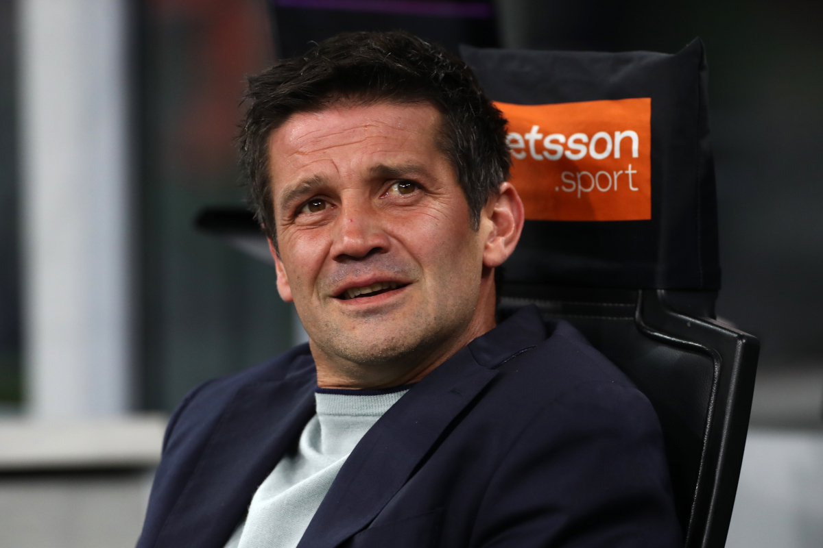 MILAN, ITALY - NOVEMBER 09: Cristian Chivu, Head Coach of Internazionale, looks on prior to the Serie A match between FC Internazionale and SS Lazio at Giuseppe Meazza Stadium on November 09, 2025 in Milan, Italy. (Photo by Marco Luzzani/Getty Images)