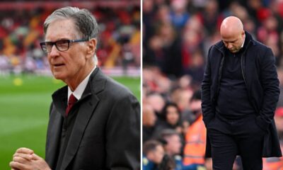Split image of Liverpool owner John Henry and Arne Slot