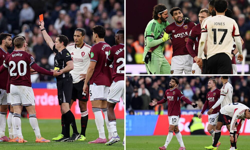 A collage from the incident involving West Ham