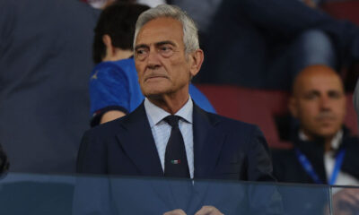 BOLOGNA, ITALY - JUNE 4: President Gabriele Gravina of the FIGC looks on during the international Friendly match between Italy and Turkiye at Renato Dall