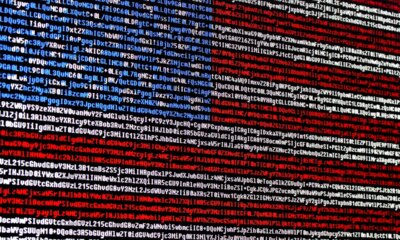 American flag consisting of computer code symbols