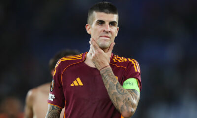 ROME, ITALY - OCTOBER 23: Gianluca Mancini of AS Roma looks dejected after the team