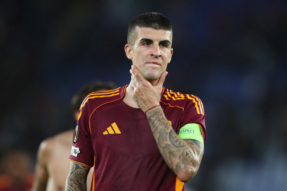 ROME, ITALY - OCTOBER 23: Gianluca Mancini of AS Roma looks dejected after the team