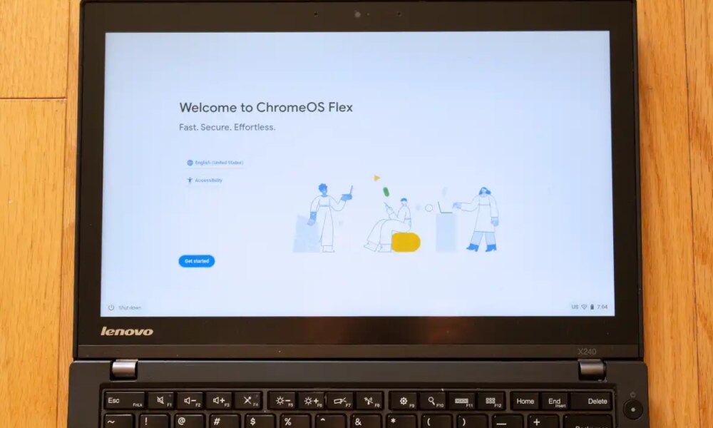 ChromeOS Flex start screen on a Lenovo X240