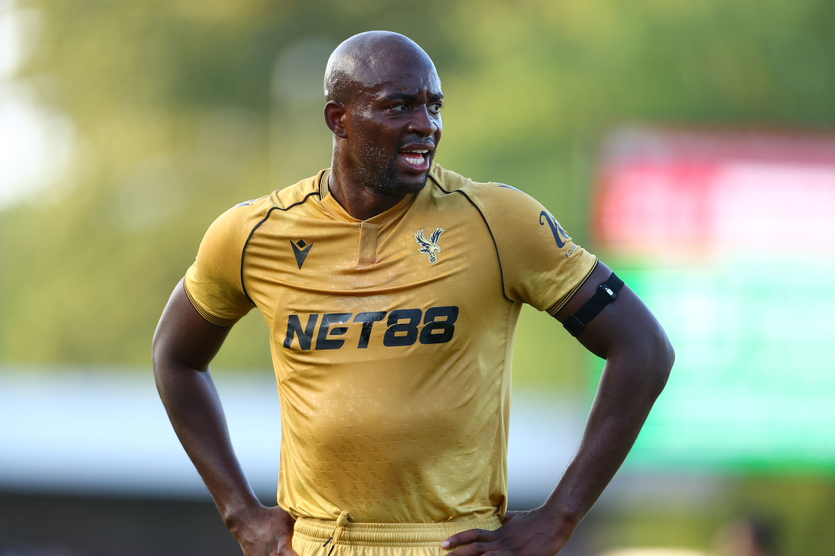 CRAWLEY, ENGLAND - JULY 25: Jean-Phillipe Mateta of Crystal Palace looks on during the pre-season friendly match between Crawley Town and Crystal Palace at Broadfield Stadium on July 25, 2025 in Crawley, England. (Photo by Bryn Lennon/Getty Images)