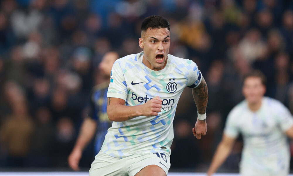 PISA, ITALY - NOVEMBER 30: Lautaro Martinez of FC Internazionale celebrates after scoring a goal during the Serie A match between Pisa SC and FC Internazionale at Arena Garibaldi on November 30, 2025 in Pisa, Italy. (Photo by Gabriele Maltinti/Getty Images)