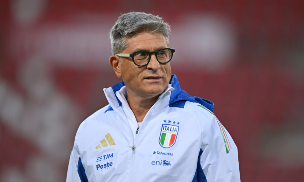 TRIESTE, ITALY - SEPTEMBER 09: Massimiliano Favo head coach of Italy U17 reacts during the International Friendly match between Italy U17 and Spain U17 at Stadio Nereo Rocco on September 09, 2024 in Trieste, Italy. (Photo by Alessandro Sabattini/Getty Images)