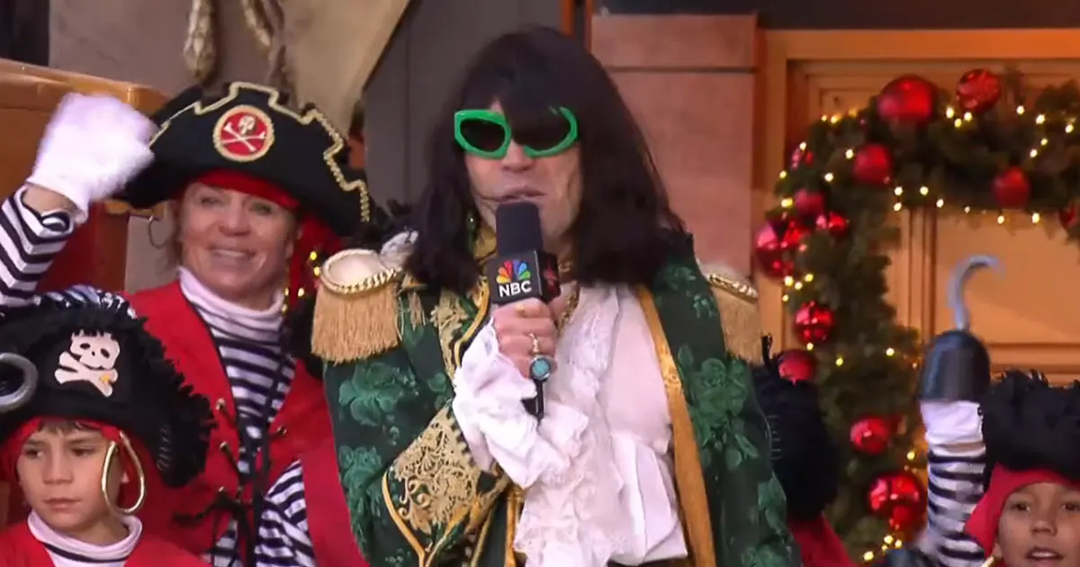 Mr. Fantasy Gyrates on Pirate Float During 2025 Thanksgiving Parade