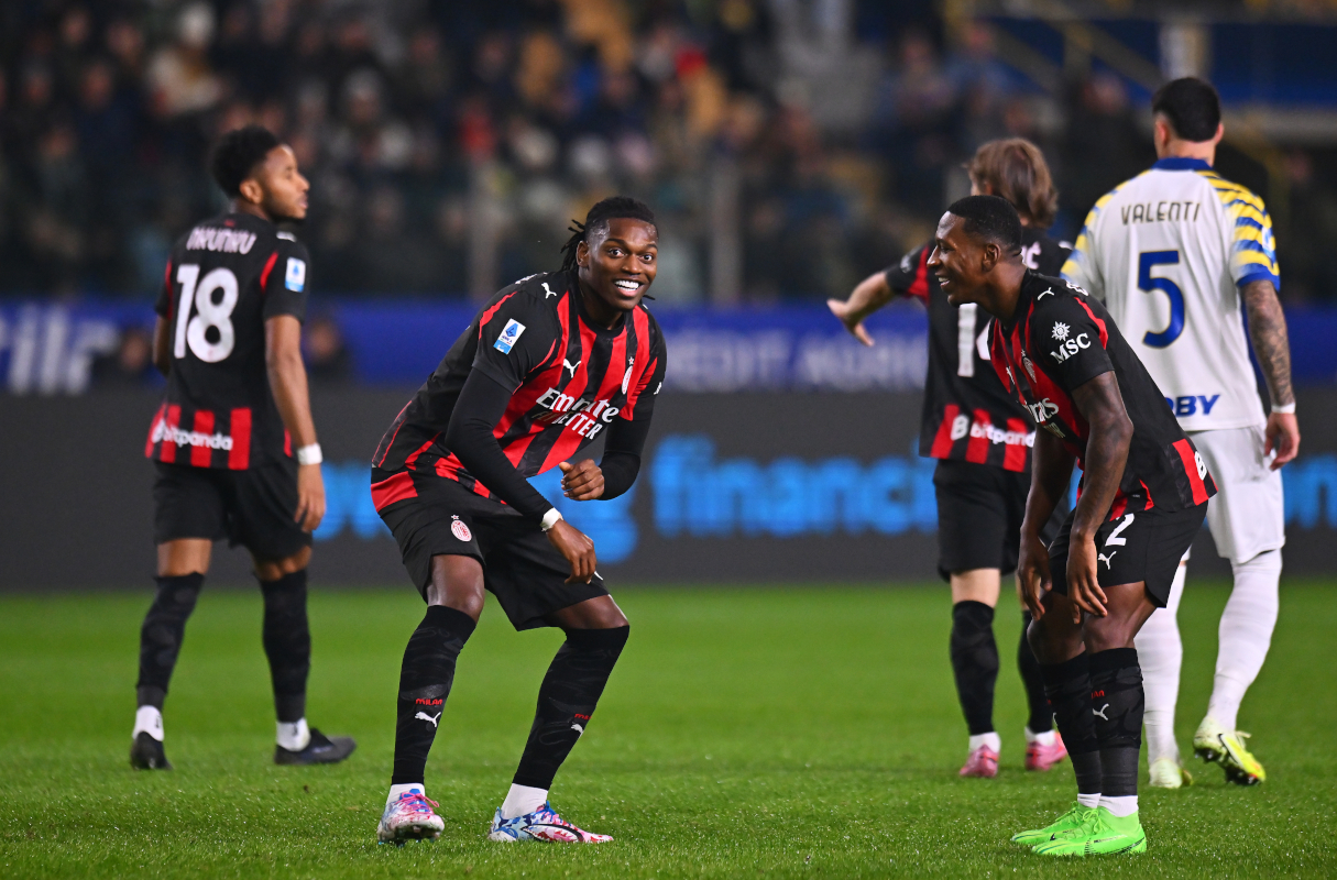 PARMA, ITALY - NOVEMBER 08: Rafael Leao of AC Milan celebrates scoring his team