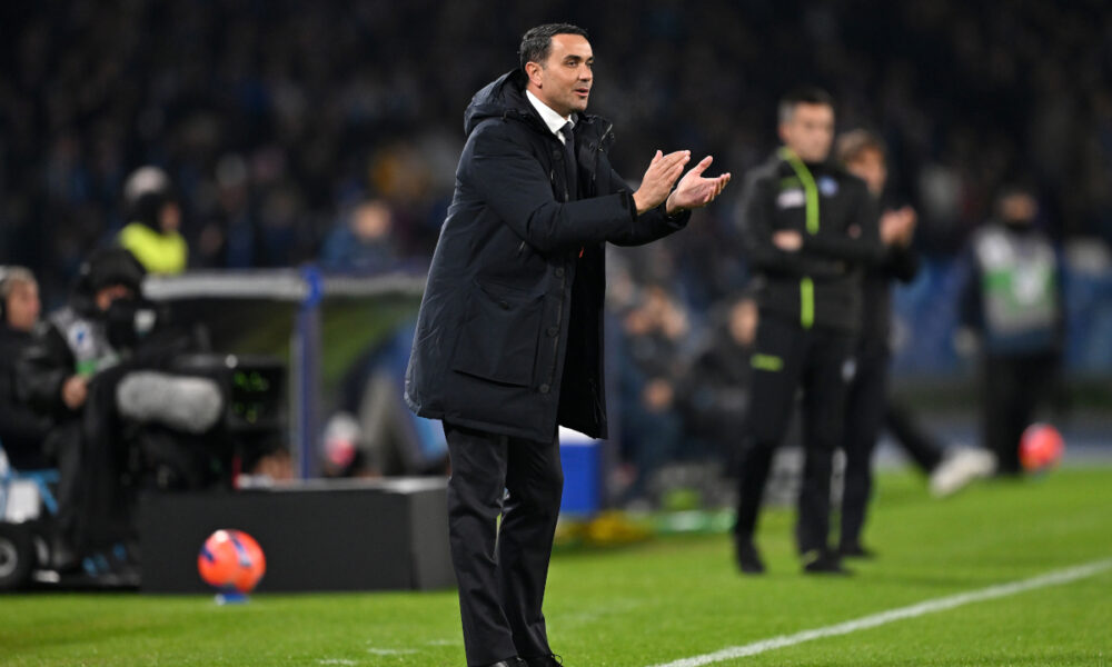 NAPLES, ITALY - NOVEMBER 22: Raffaele Palladino Atalanta BC head coach during the Serie A match between SSC Napoli and Atalanta BC at Stadio Diego Armando Maradona on November 22, 2025 in Naples, Italy. (Photo by Francesco Pecoraro/Getty Images)