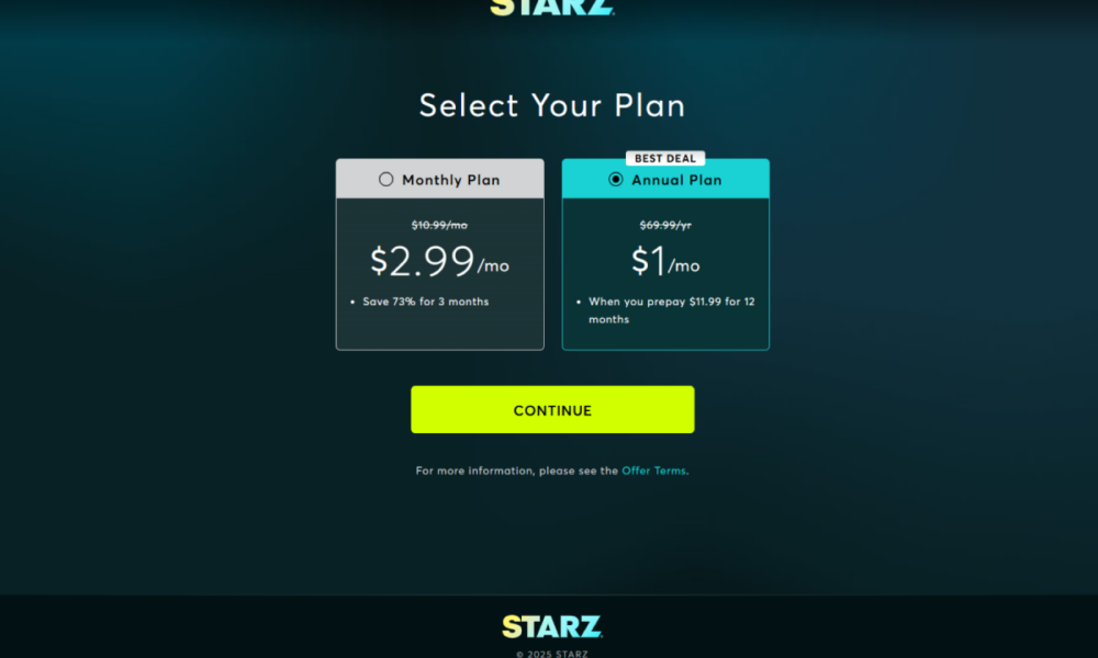 Starz Black Friday 2025 deal
