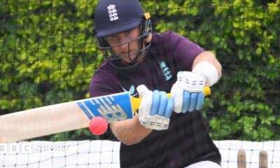 England batter Joe Root hitting a pink ball during a net session