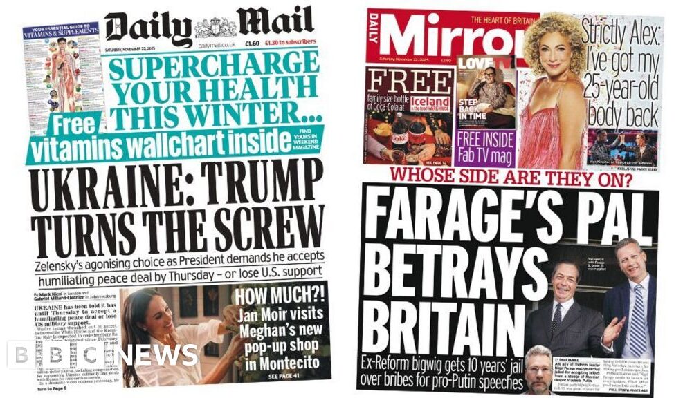 'Trump turns the screw' and 'Farage's pal betrays Britain'