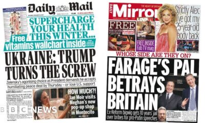 'Trump turns the screw' and 'Farage's pal betrays Britain'