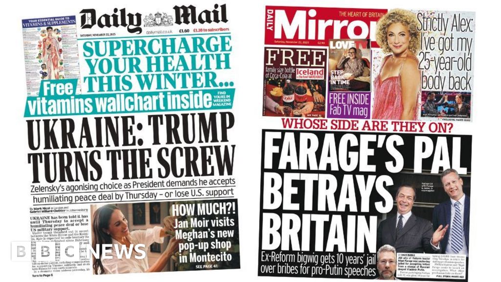 'Trump turns the screw' and 'Farage's pal betrays Britain'