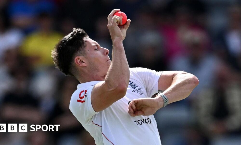 England Lions fast bowler Matthew Potts delivers a ball