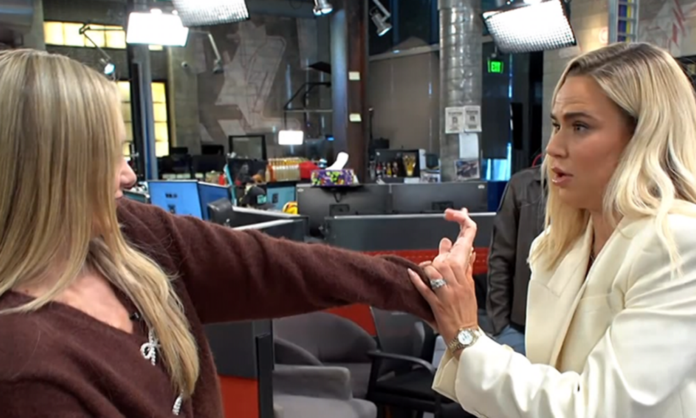 CJ Perry Shows Producer Charlie Neff Wrestling Move on TMZ Livestream