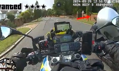 Moment moped-rider takes drastic step in bid to shake off bike cop during Grand Theft Auto-style chase