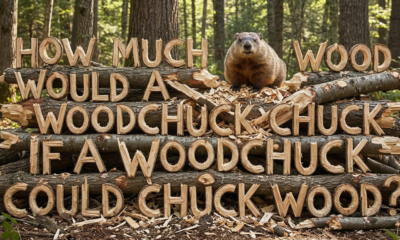 an AI image of a woodchuck and the phrase carved out of wood, reading: How much wood would a wood chuck chuck if a wood chuck could chuck wood