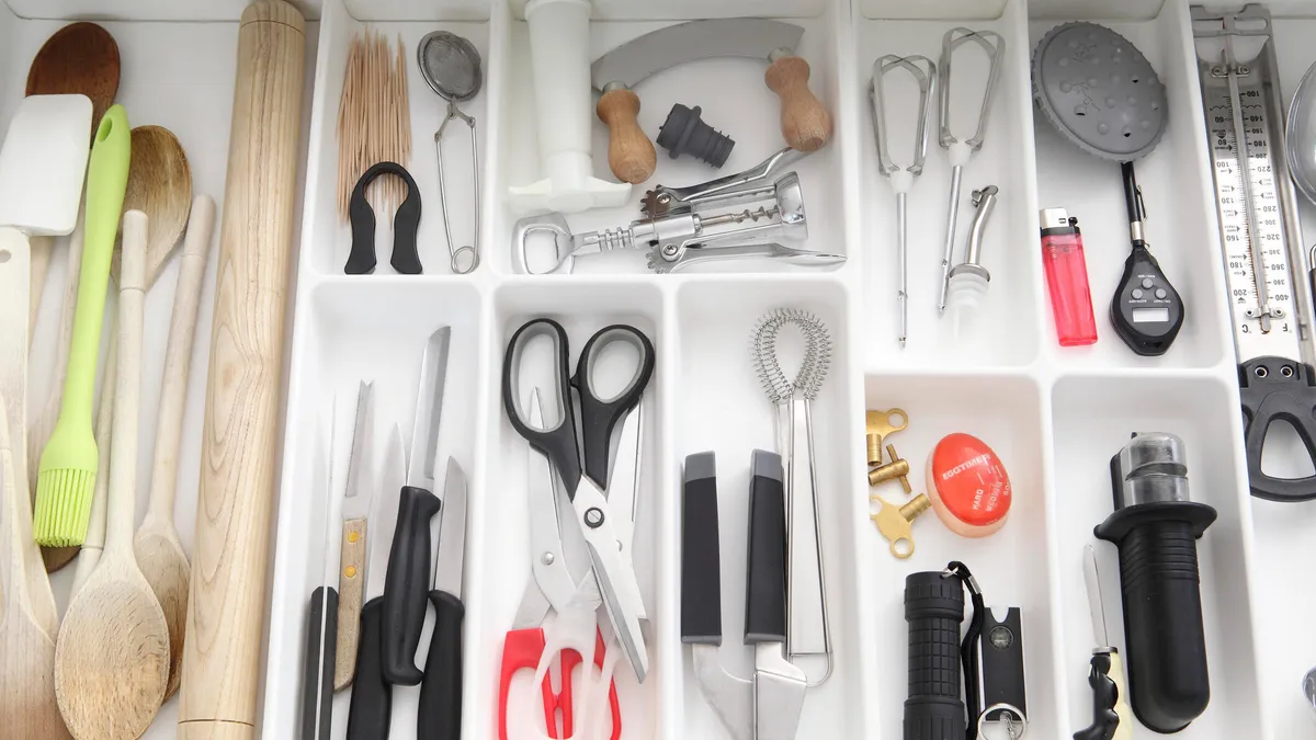 kitchen tools in drawer