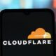 Cloudflare logo on a phone screen