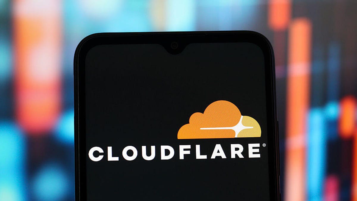 Cloudflare logo on a phone screen